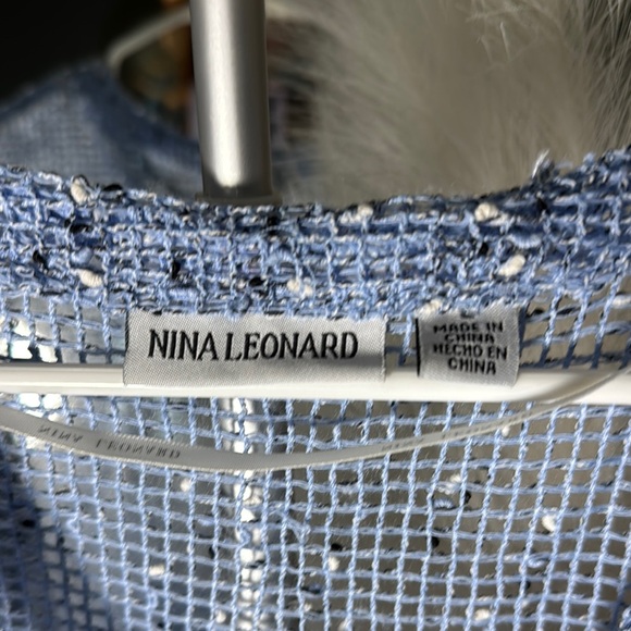 Nina Leonard Blue Asymmetrical 3/4 Sleeve Blouse - Picture 4 of 8